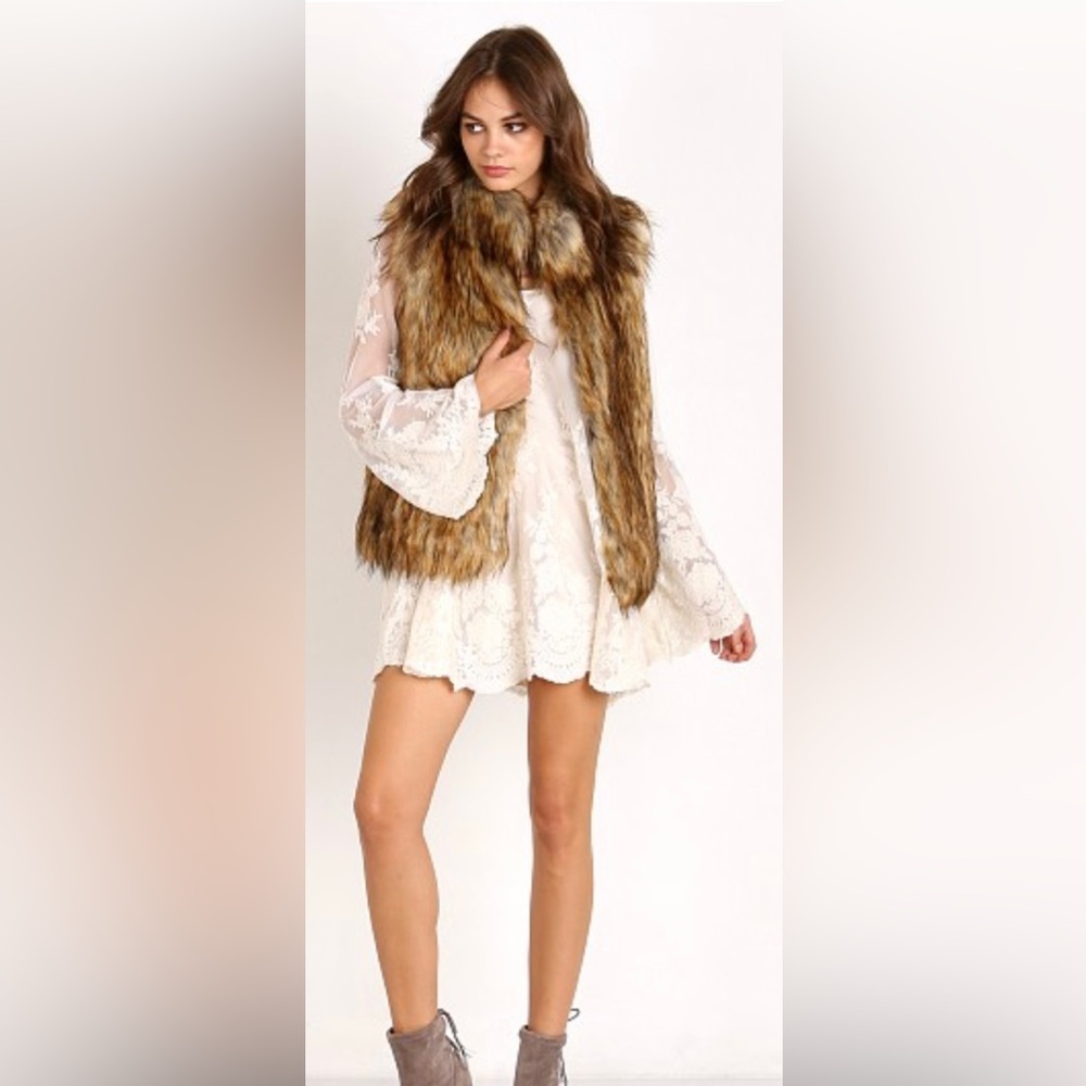 BB Dakota Colton Faux Red Fox Fur Vest